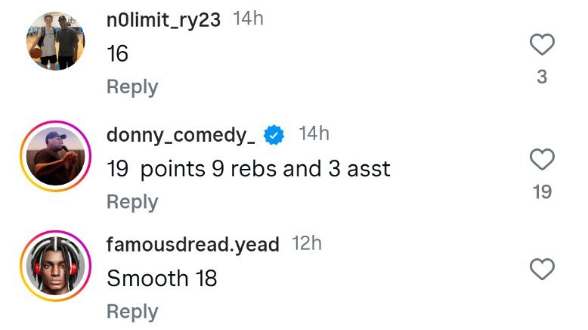 Some college hoops fans predicted on Instagram that Bryce James would put up outstanding offensive numbers for Arizona in his freshman season. Source: Instagram/@sportscenternext